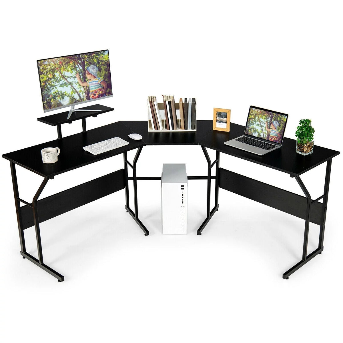 88.5" L Shaped Reversible Computer Desk S8873