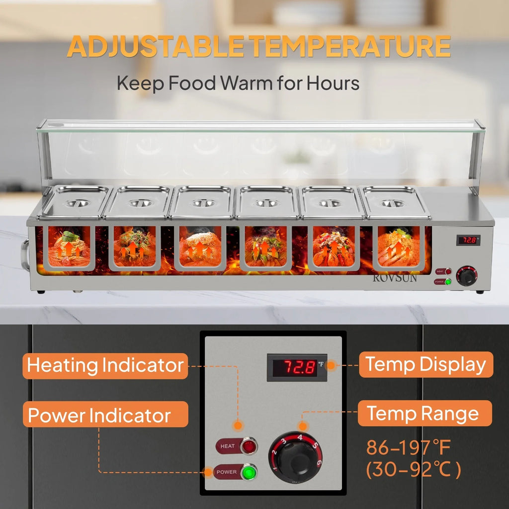 48QT 1500W Electric Commercial Food Warmer Stainless Steel Steam Table W181260