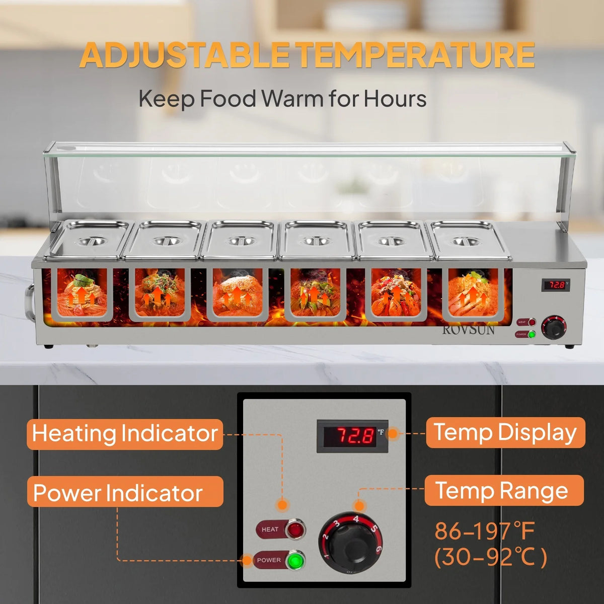 48QT 1500W Electric Commercial Food Warmer Stainless Steel Steam Table W181260
