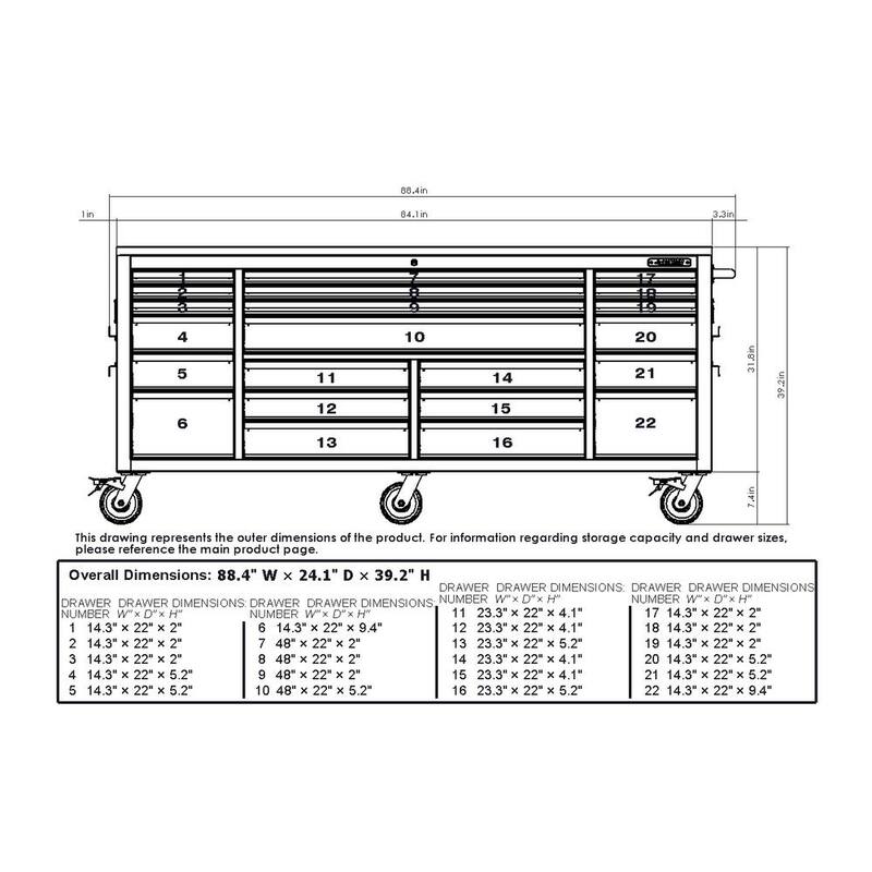 84 in. Heavy Duty Matte Black Mobile Workbench Tool Chest with Stainless Steel Work Top O8971