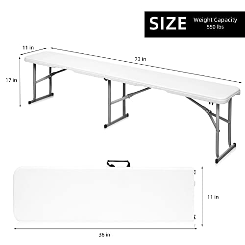 White 6 Foot Plastic Folding Bench H753935