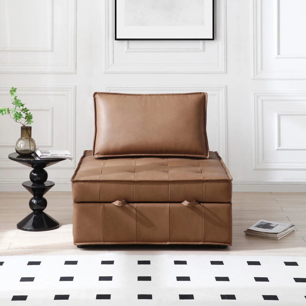 Faux Leather Ottoman Sofa Bed T618