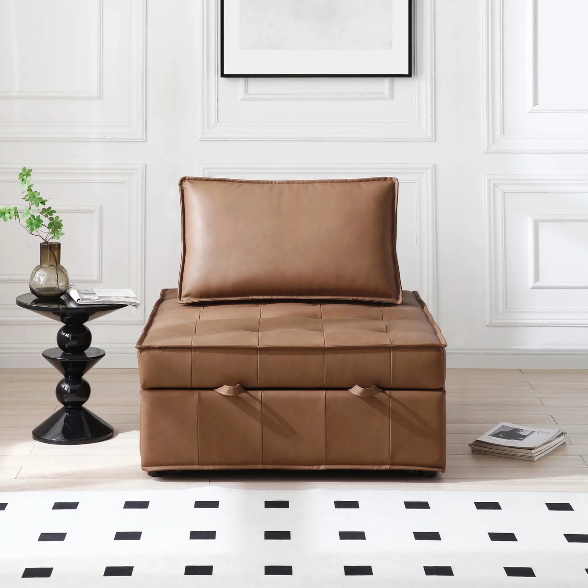 Faux Leather Ottoman Sofa Bed T618