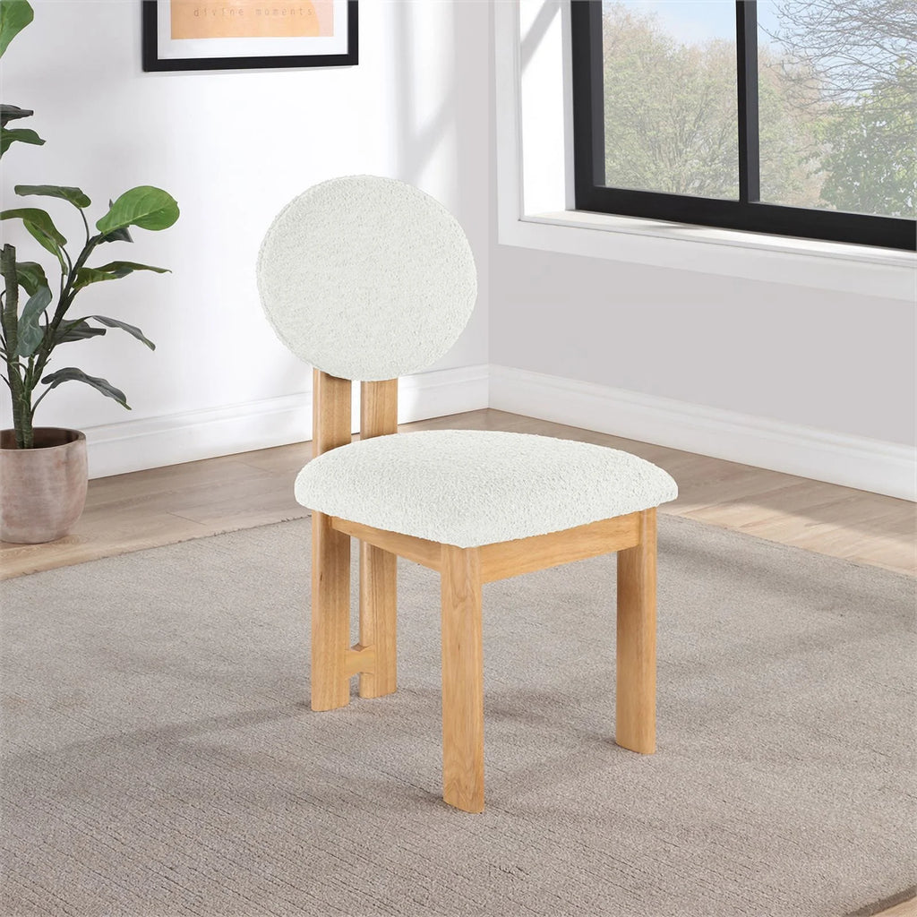 Cream Fabric & Wood Dining Chair Set of 2 D688295