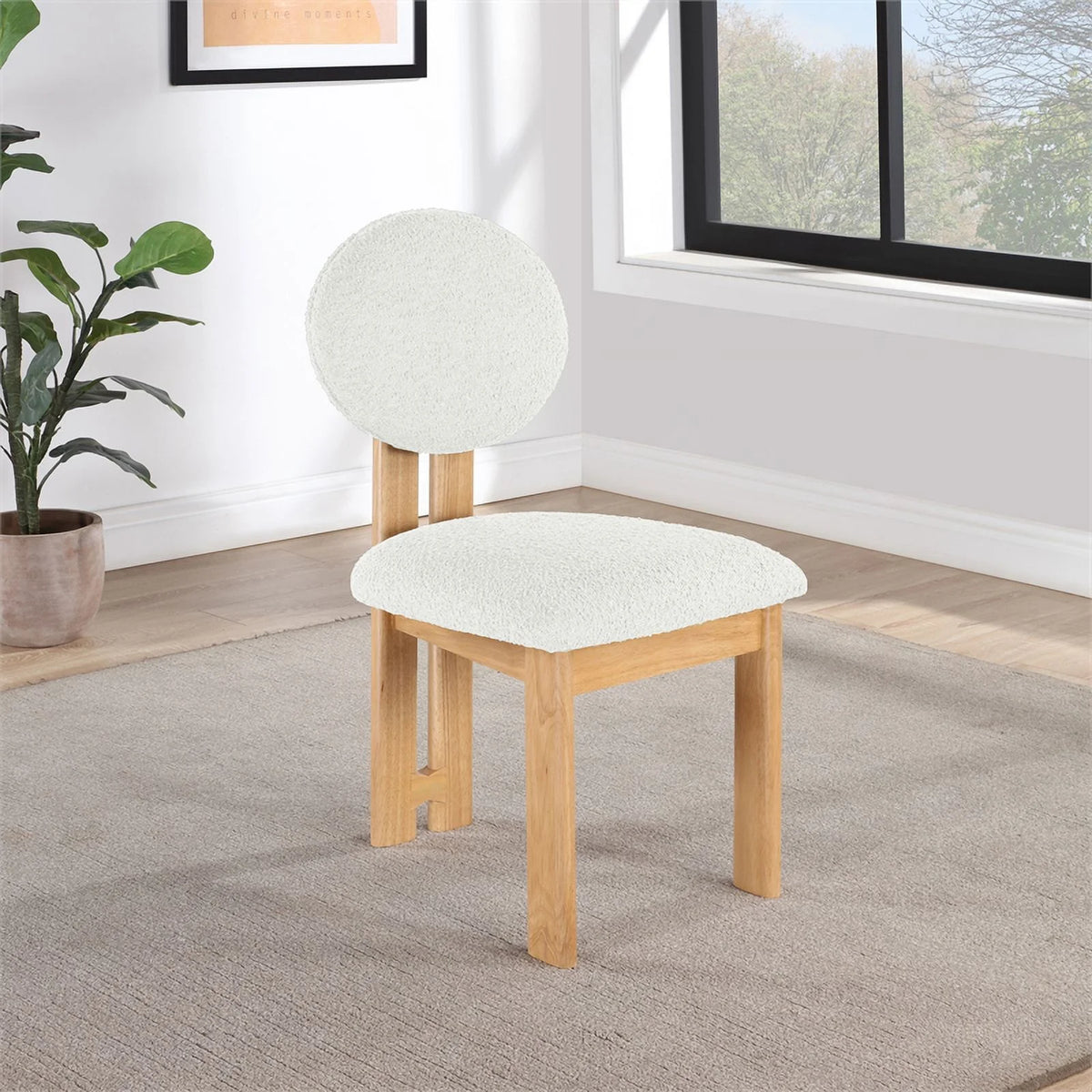 Cream Fabric & Wood Dining Chair Set of 2 D688295