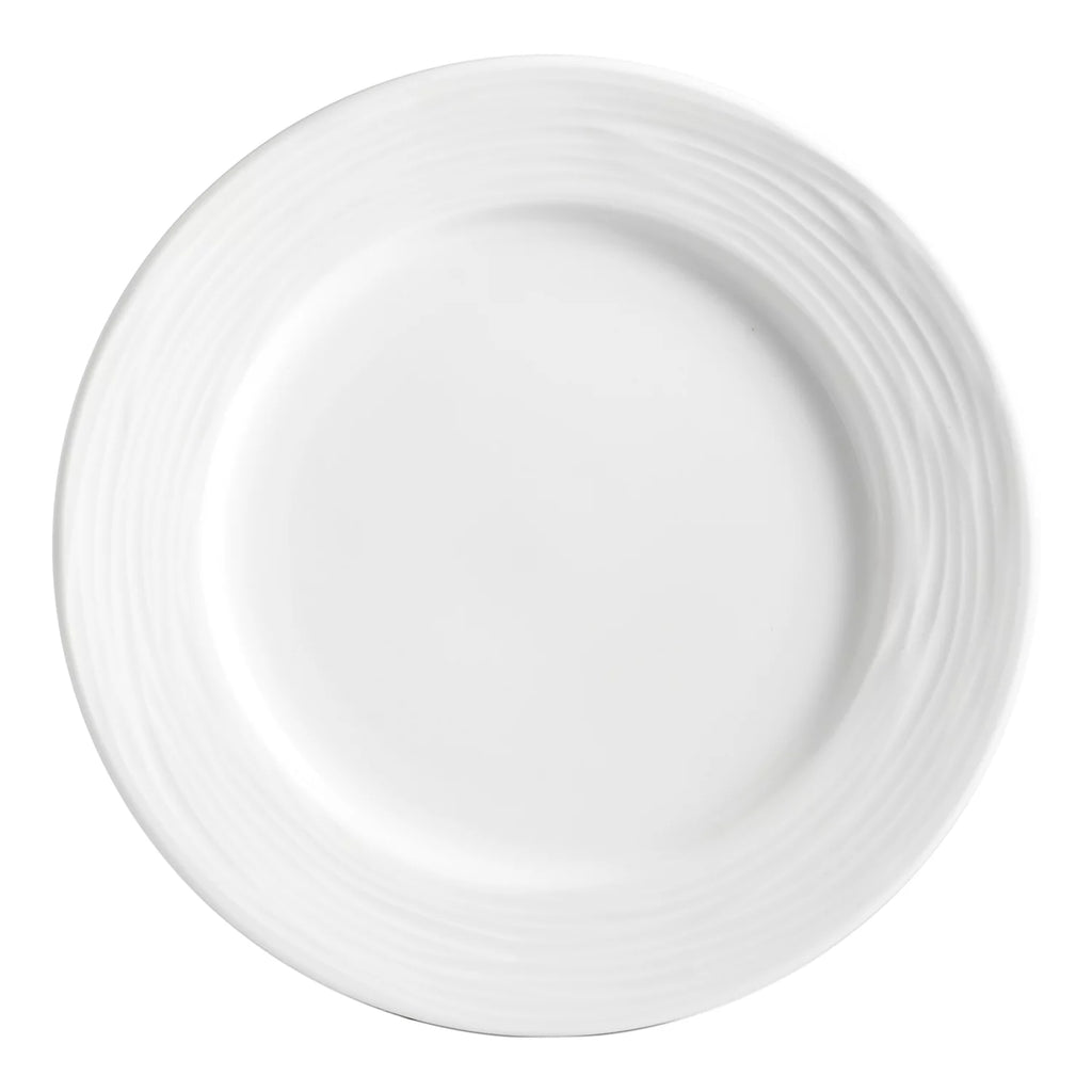 12-Piece White Embossed Round Rim Dinnerware Set E7626