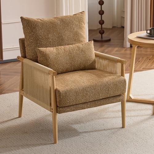 Green Chenille Accent Chair with Lumbar Pillow E598