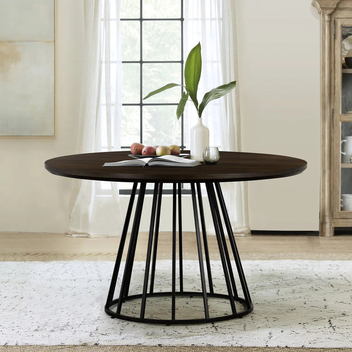Round Wood & Metal Dining Table D6040
