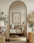 71"x32" Arched Black Full Length Mirror with Stand A660