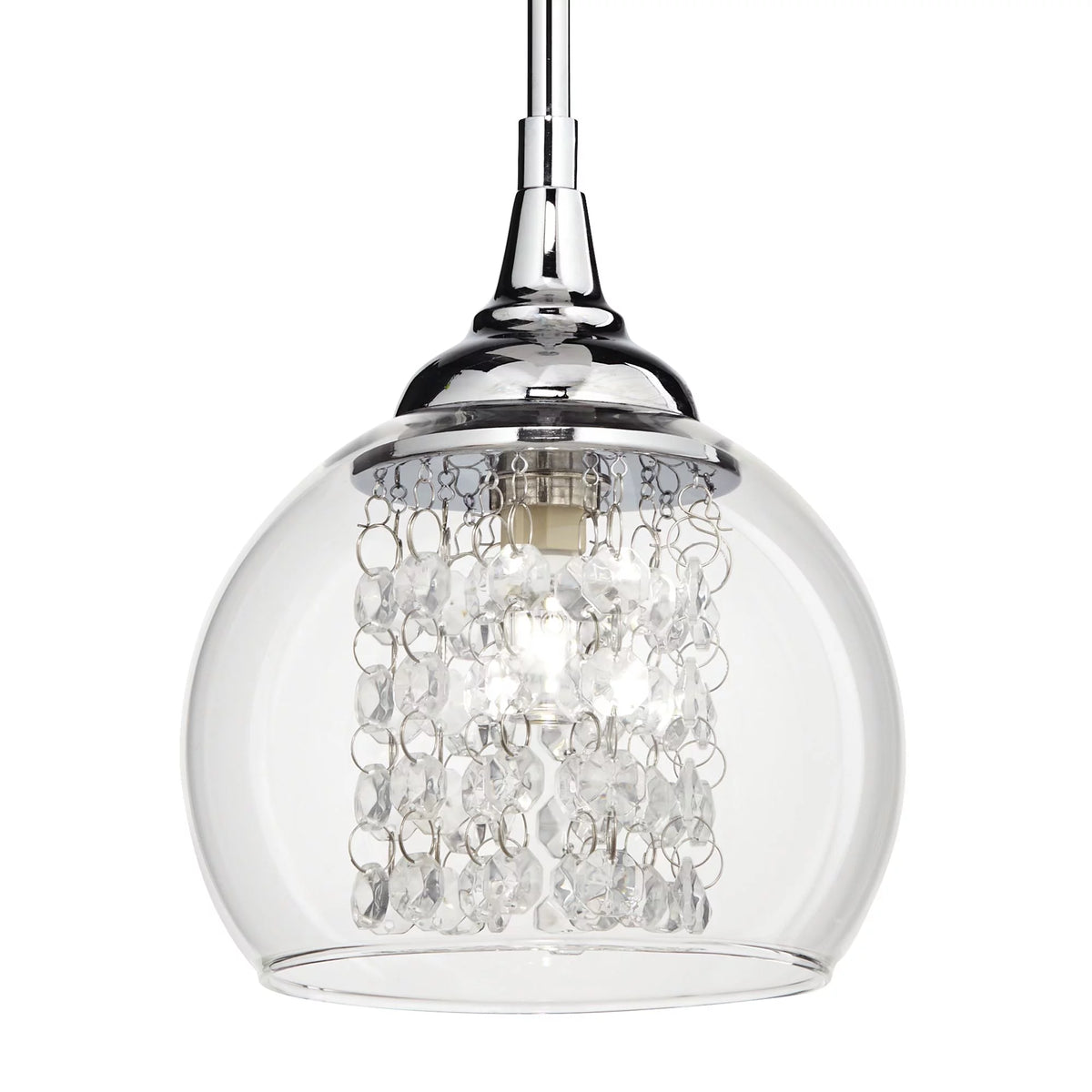 Chrome Mini Pendant with Clear Glass Shade R584