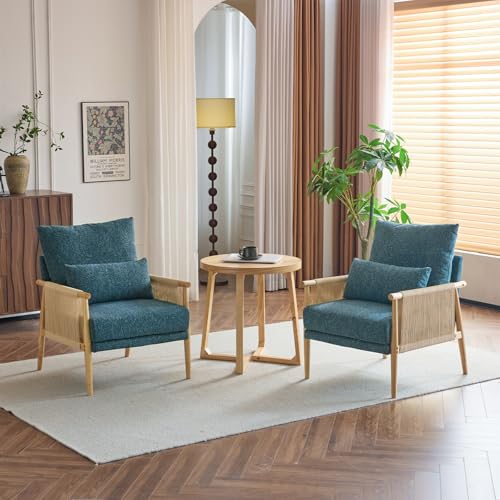Green Chenille Accent Chair with Lumbar Pillow E598