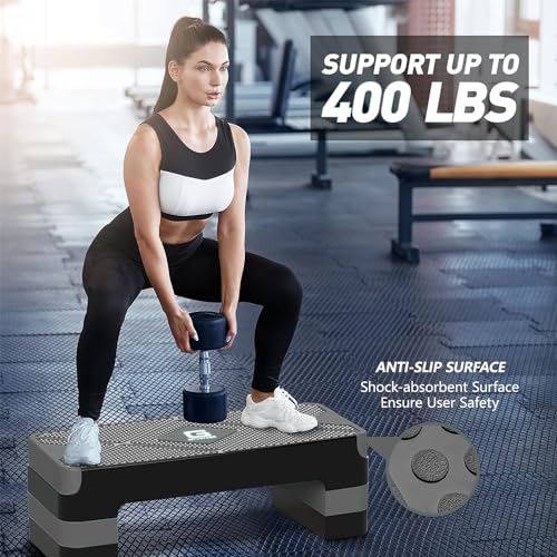 Adjustable Aerobic Exercise Step with 4" 6" 8" Risers D97581