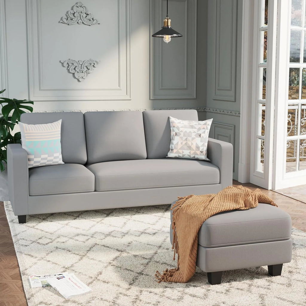 Light Gray Convertible Sectional Sofa with Ottoman R169