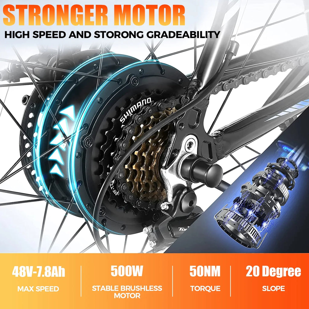 26'' Electric Mountain Bike with 500W Motor J34701