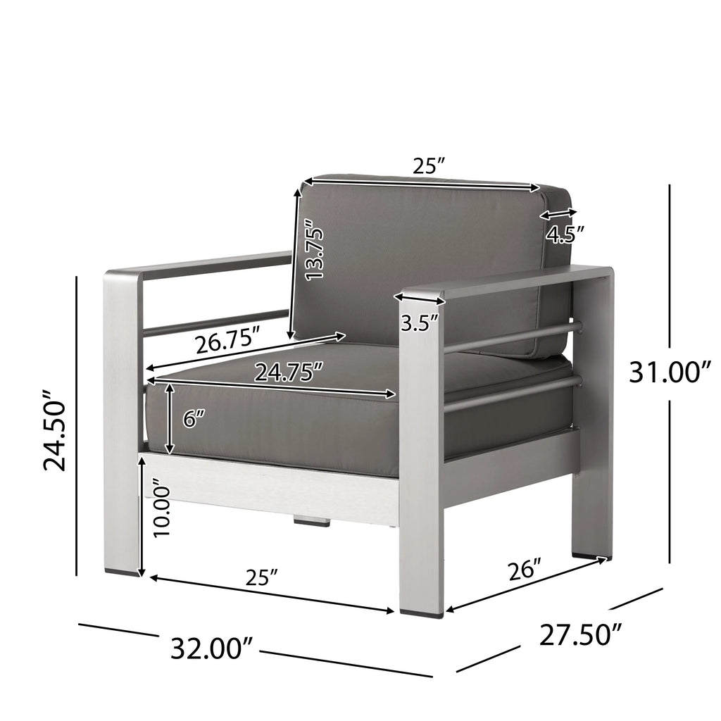7-Seater Aluminum Patio Sofa Set with Coffee Table I85868