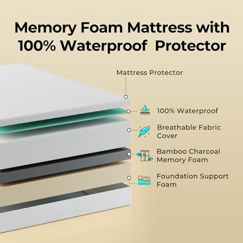 Twin 8 Inch Gel Memory Foam Mattress with Waterproof Protector M118