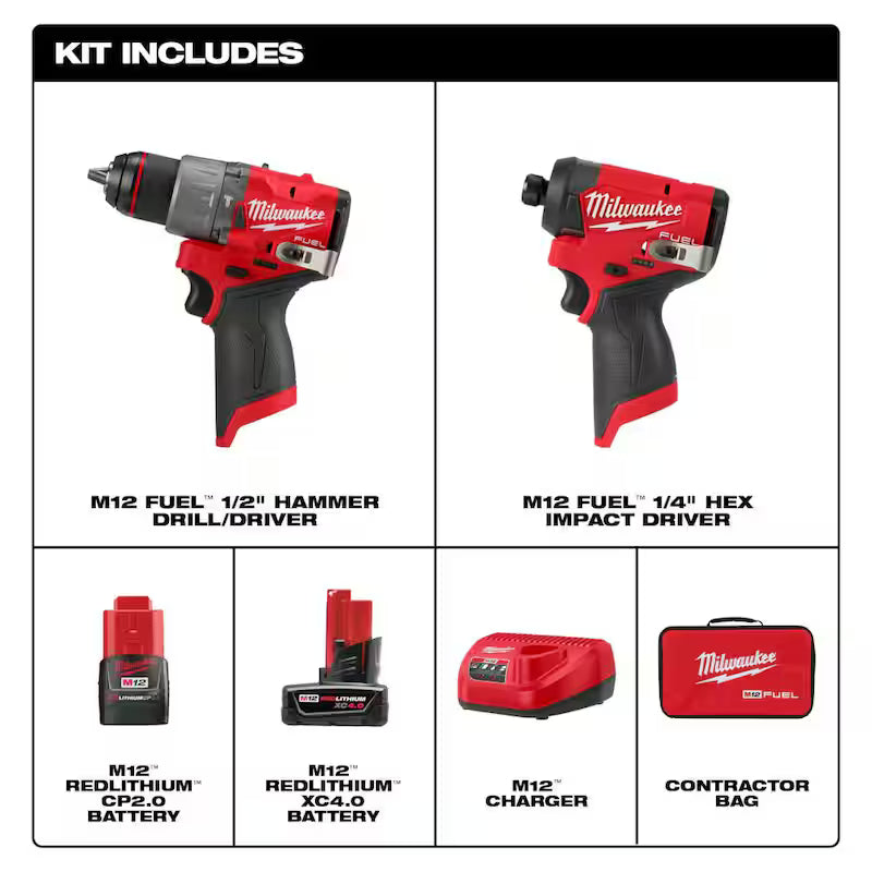 12-Volt Li-Ion Brushless Cordless Hammer Drill and Impact Driver Combo Kit (2-Tool) with Right Angle Drill R734