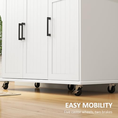 Black Rolling Kitchen Island with Storage Z8952