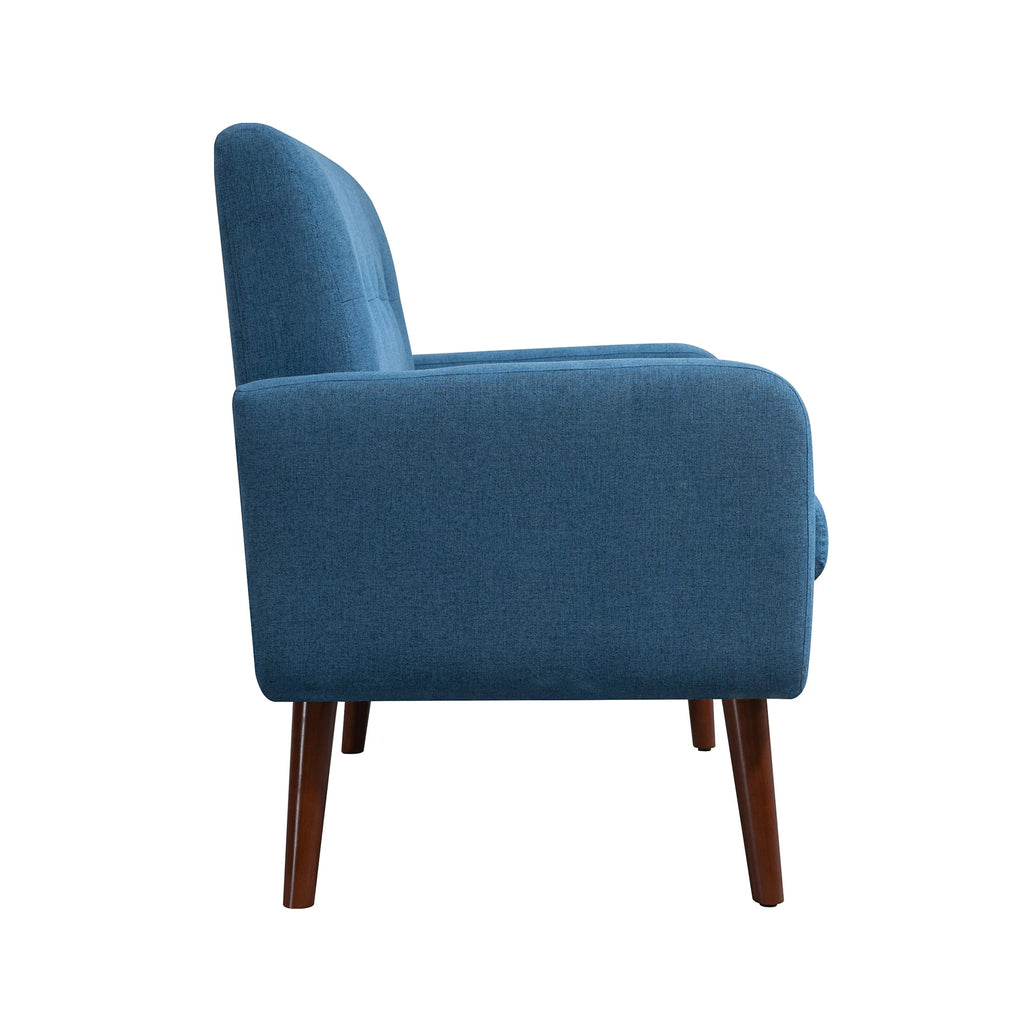 Blue Linen Upholstered Loveseat with Arms D480378