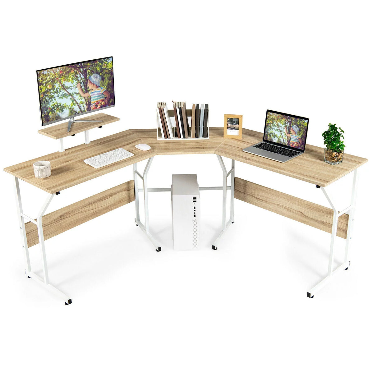 88.5" L Shaped Reversible Computer Desk S8873