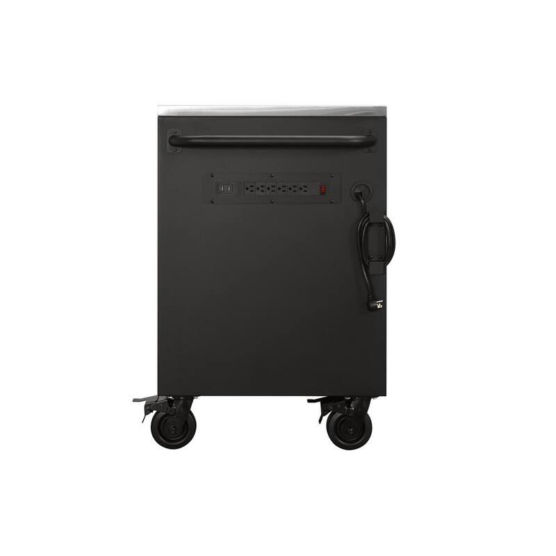 84 in. Heavy Duty Matte Black Mobile Workbench Tool Chest with Stainless Steel Work Top O8971