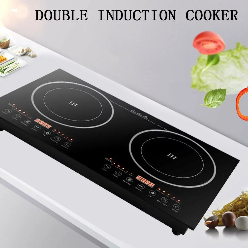 2400W Electric Double Burner Cooktop Black T411665