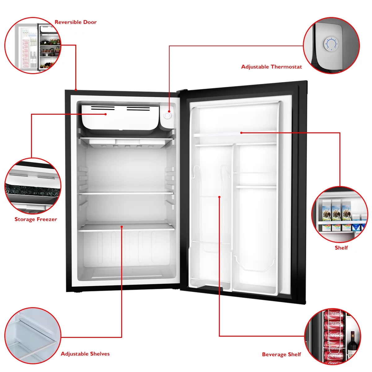 3.2 Cu.Ft. Compact Mini Fridge Freezer Reversible Door Z30690