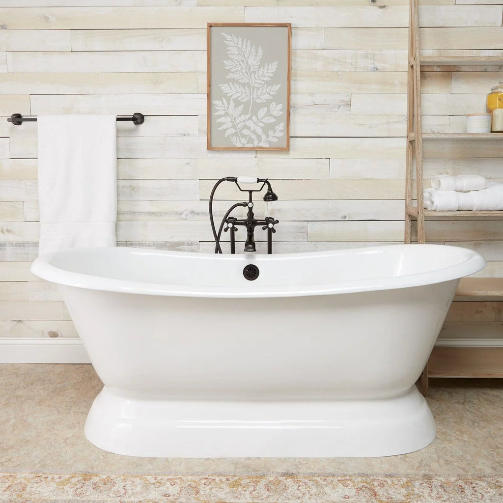 71 Inch Cast Iron Double Slipper Pedestal Tub G353