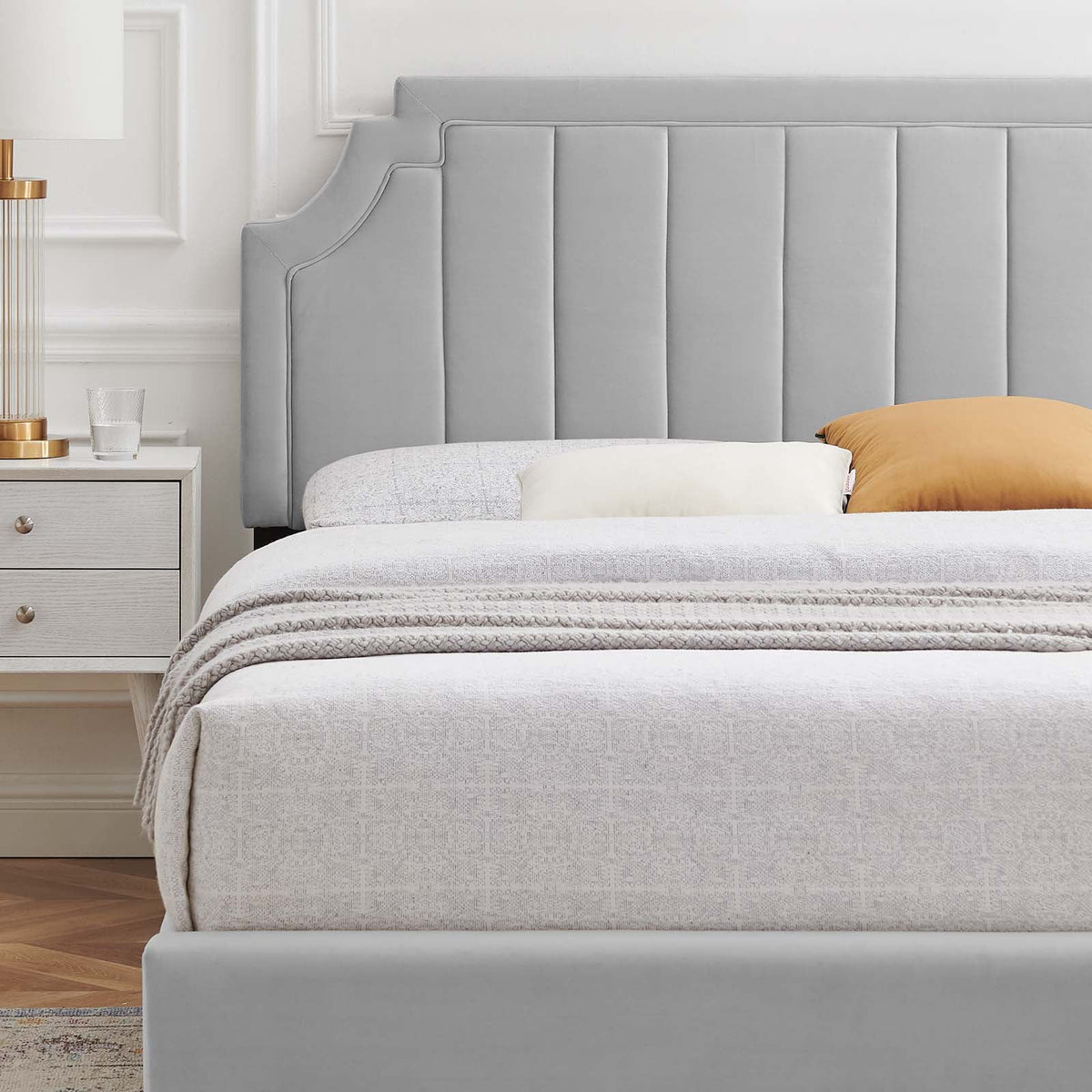 King Size Velvet Platform Bed Frame W855176