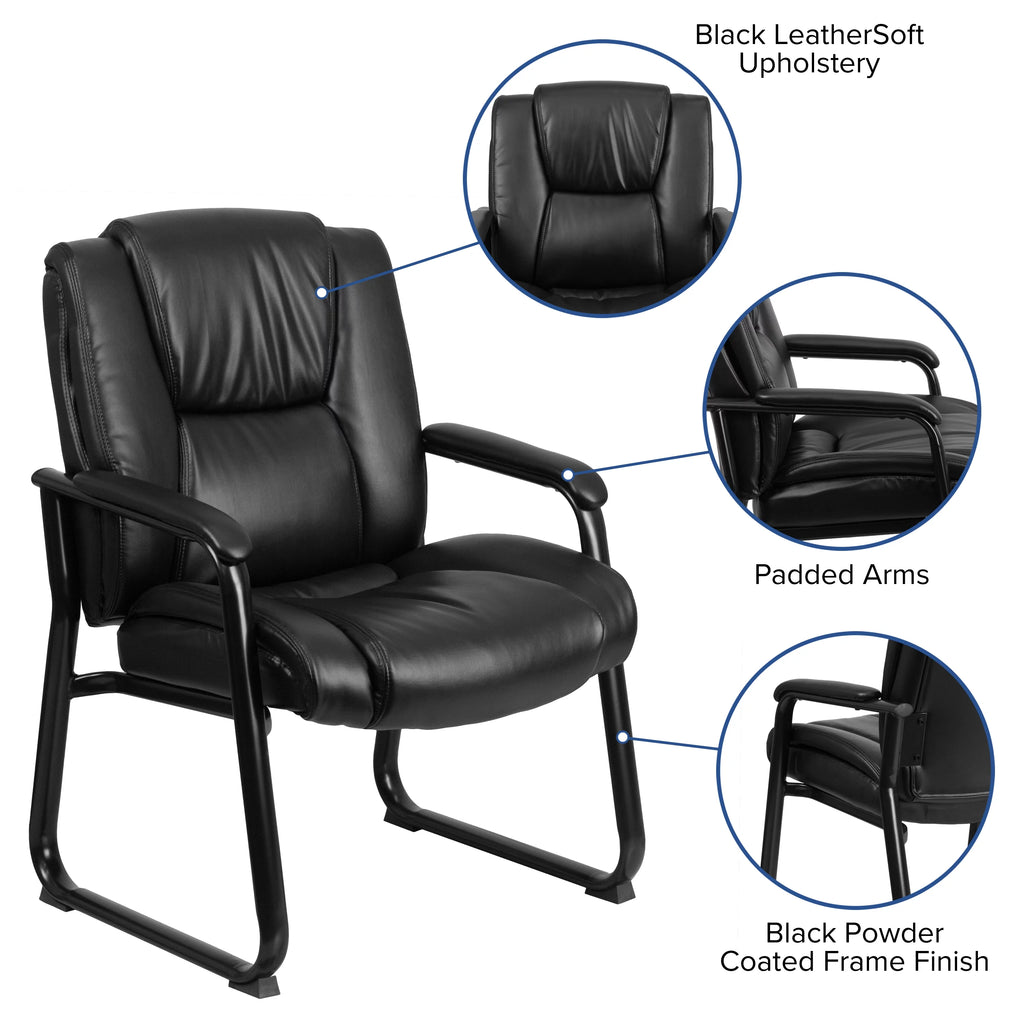 Black LeatherSoft Tufted Side Chair with Sled Base W979