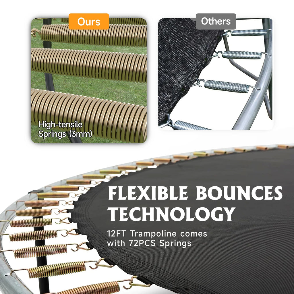 12FT Trampoline with Basketball Hoop and Safety Enclosure Net Y793