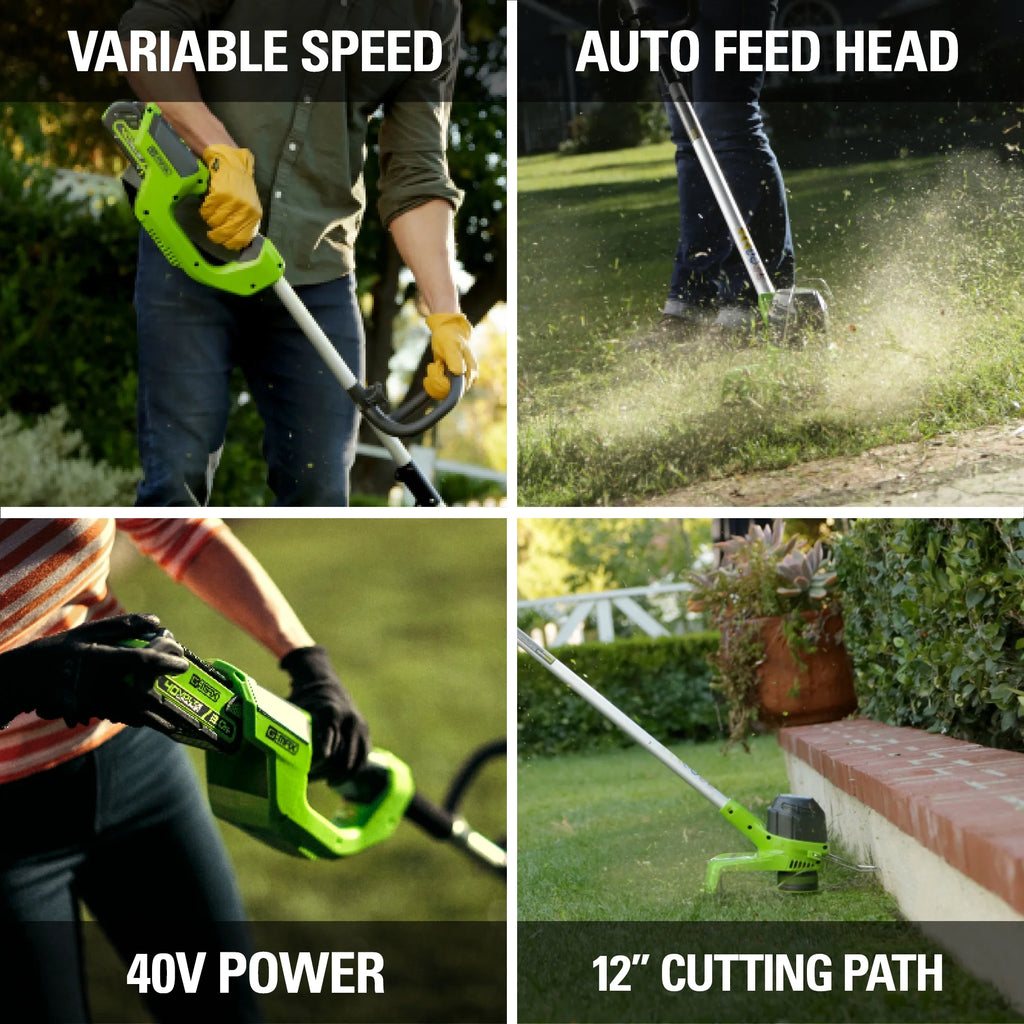 40V 12 String Trimmer with Battery & Charger W825