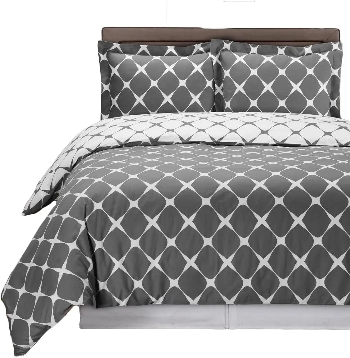 Grey and White California King Size Bed in a Bag Set H85895