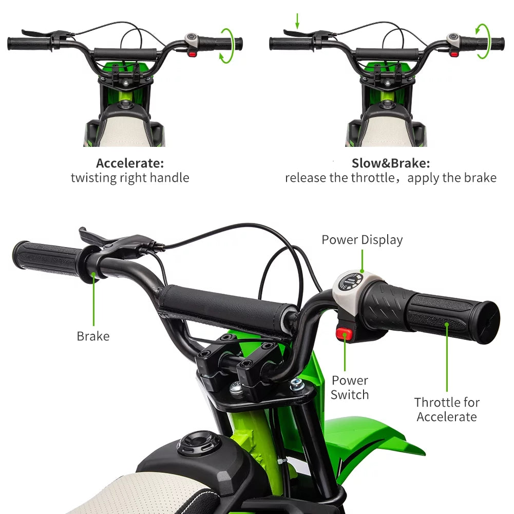 24V 250W Electric Off-Road Motorcycle Green F824273