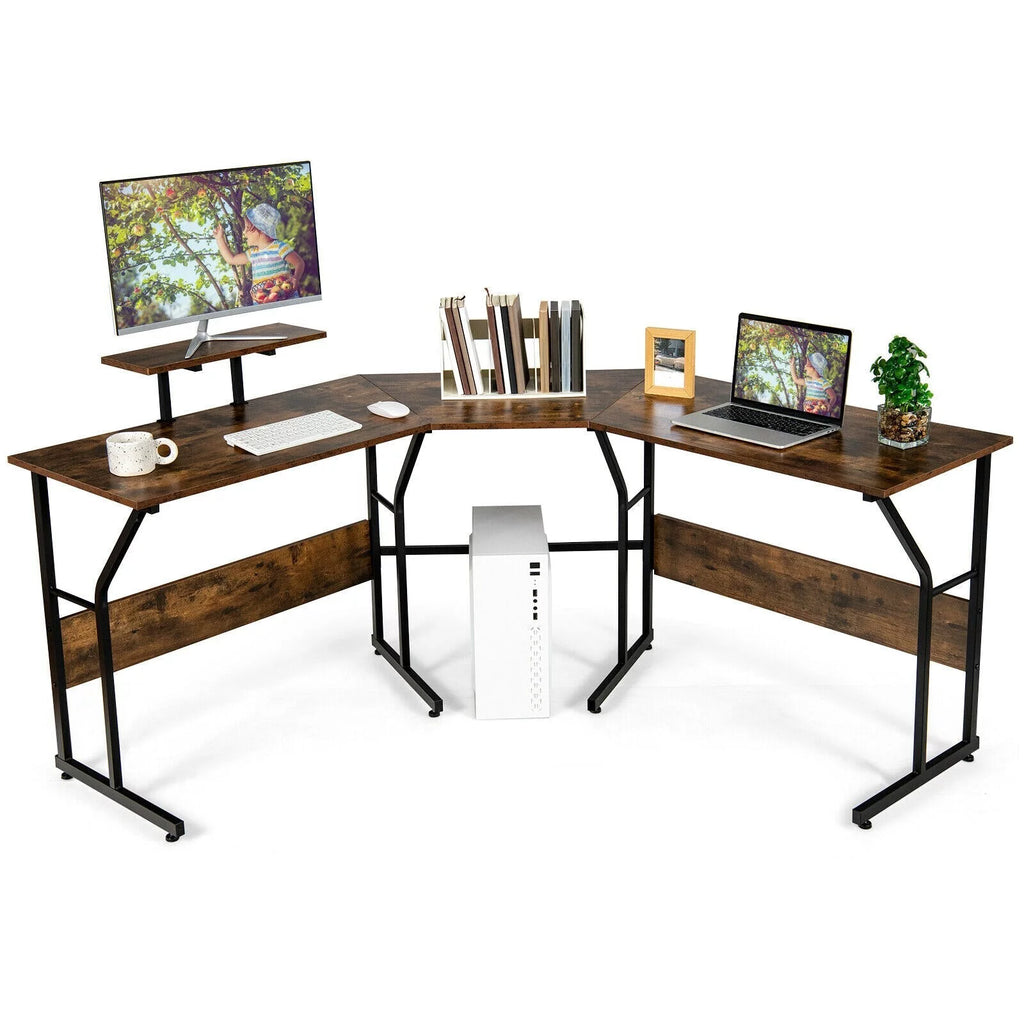 88.5" L Shaped Reversible Computer Desk S8873