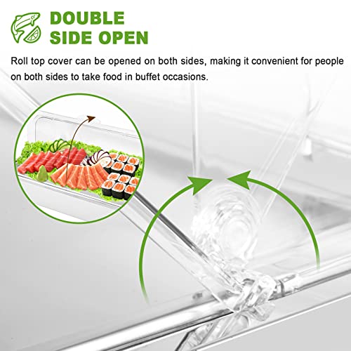 Ice Food Serving Display Tray with Clear Roll Top Cover and 2 Ice Packs N846750