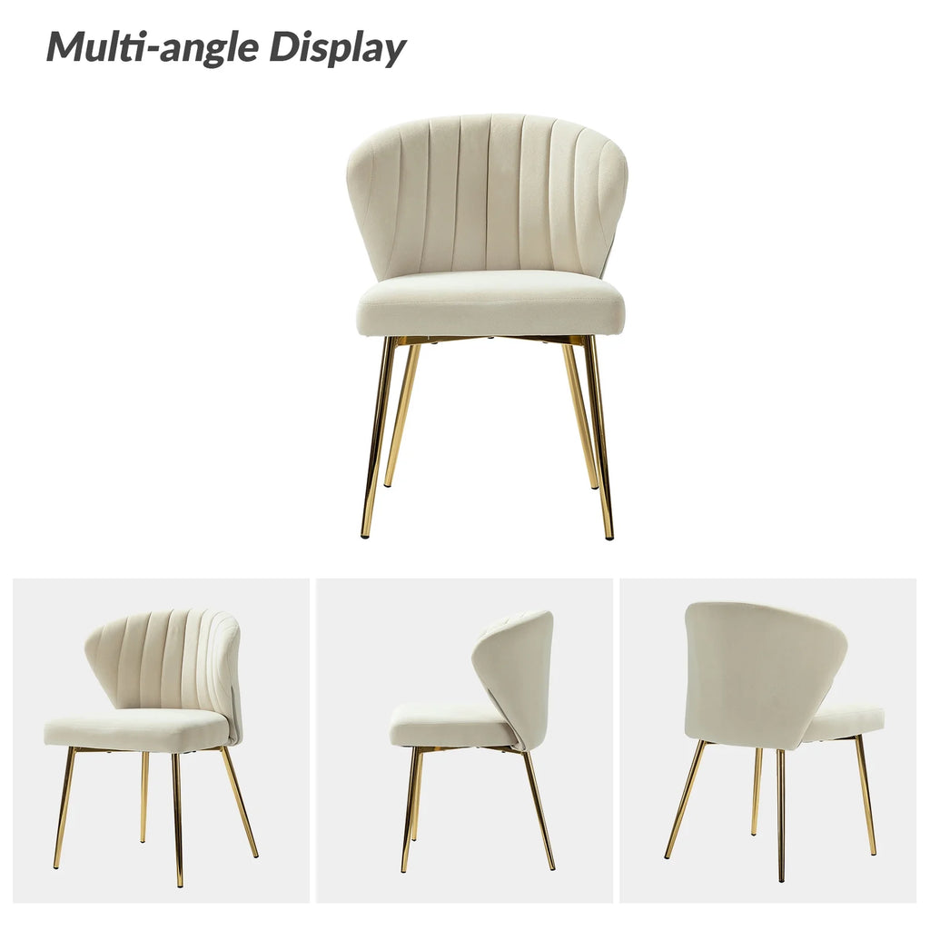 Velvet Set of 4 Dining Chairs Metal Legs Tan P598