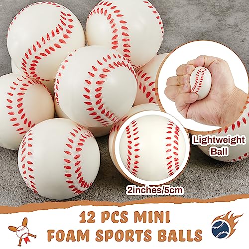 24 Pcs 8" Unfinished Wood Mini Baseball Bats 2" Foam Baseballs C99009
