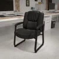 Black LeatherSoft Tufted Side Chair with Sled Base W979