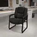 Black LeatherSoft Tufted Side Chair with Sled Base W979
