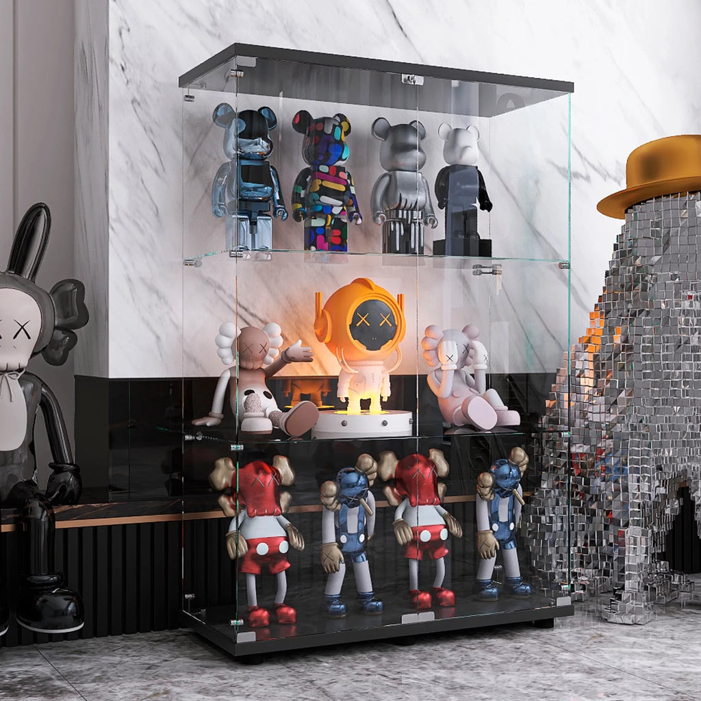 Black 3 Shelf Glass Display Cabinet D64971
