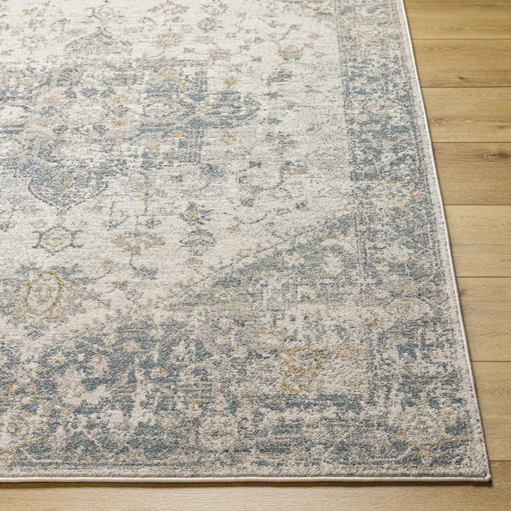 Cream Peach Medium Gray Area Rug 5'3" x 7' Y167303
