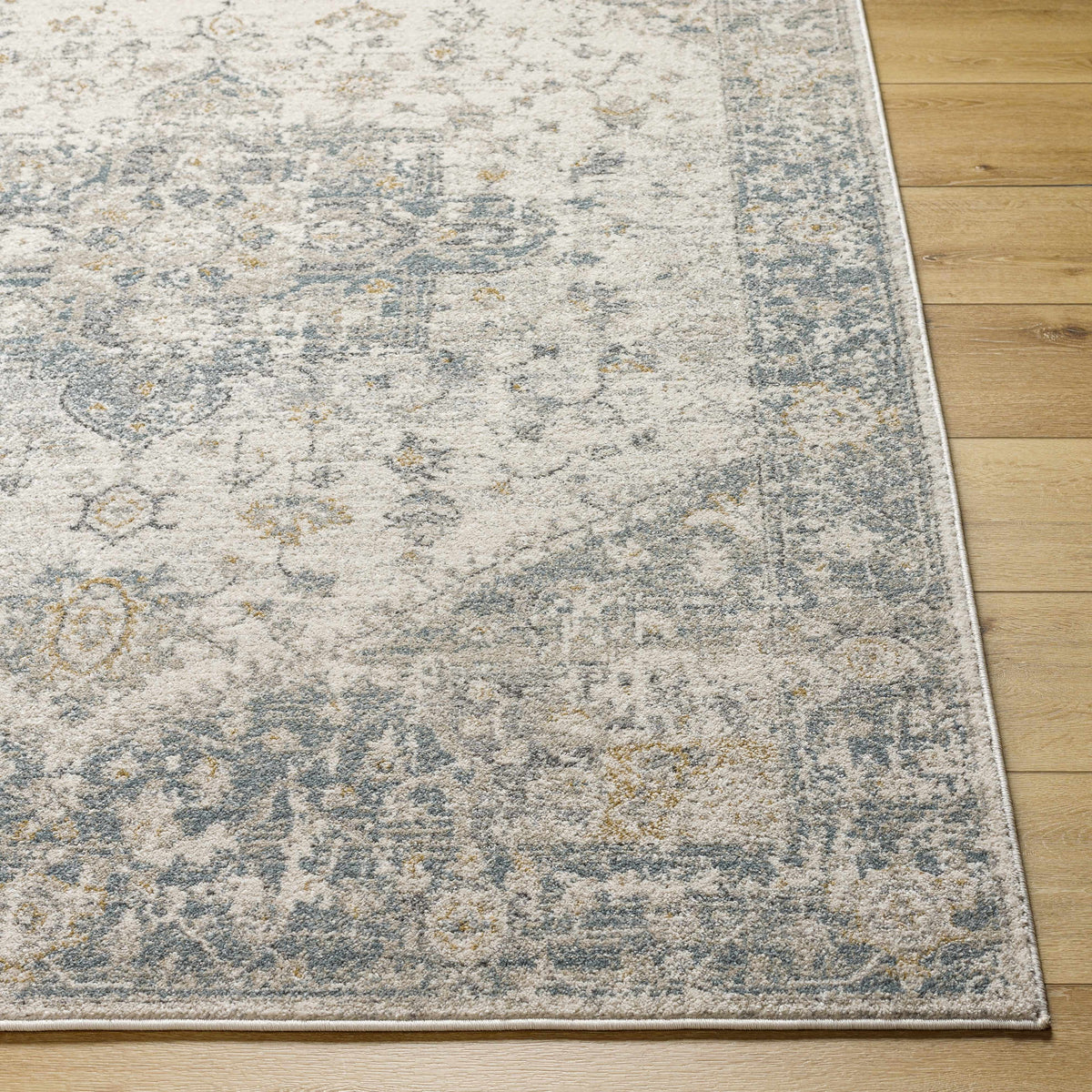 Cream Peach Medium Gray Area Rug 5'3" x 7' Y167303