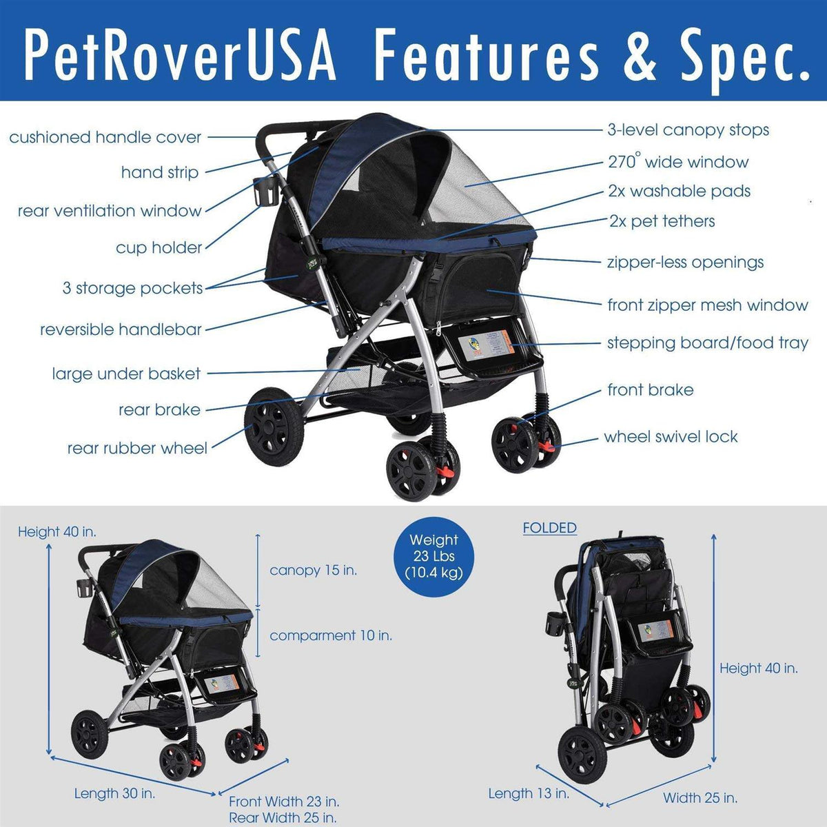 Heavy Duty Pet Stroller U877