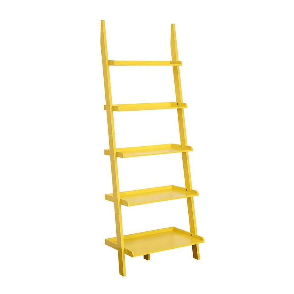 Bright Yellow Wood Five Tier Bookshelf Ladder N78803