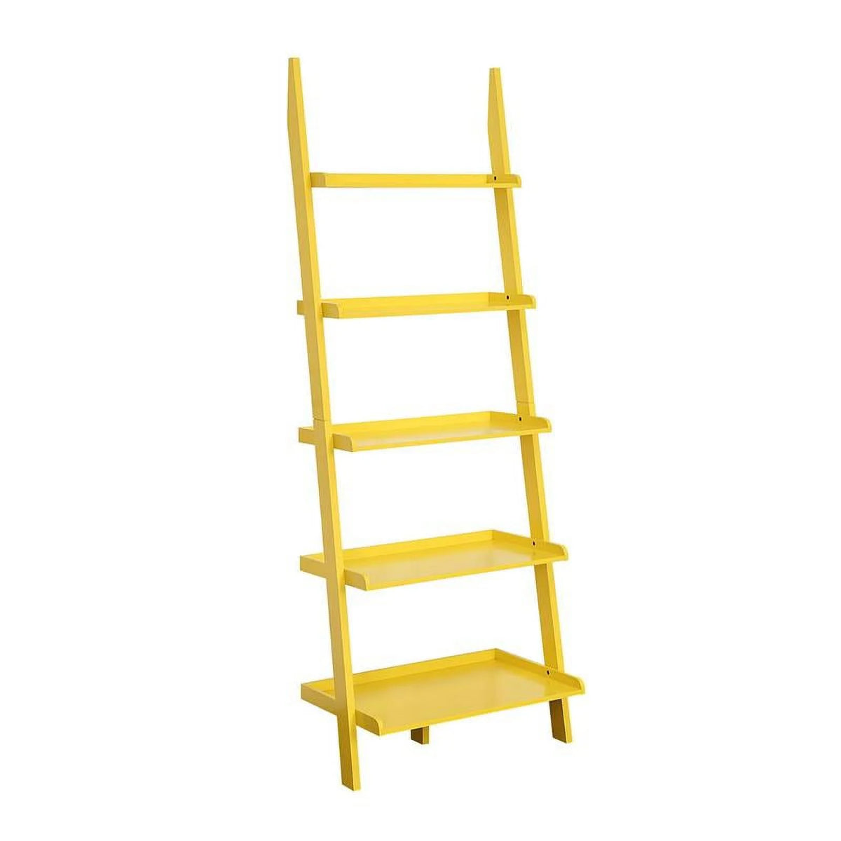 Bright Yellow Wood Five Tier Bookshelf Ladder N78803