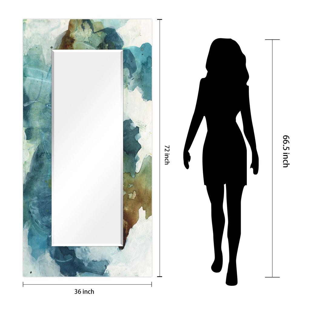 Blue Sky Rectangular Beveled Mirror Tempered Art Glass 72" x 36" G546