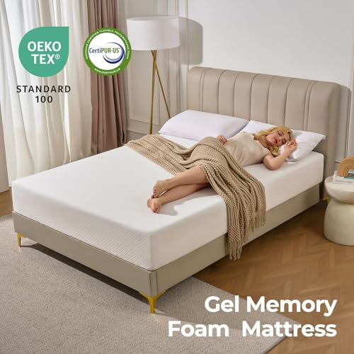Twin 8 Inch Gel Memory Foam Mattress with Waterproof Protector M118