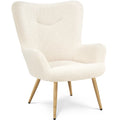 Ivory Boucle Accent Chair with Metal Legs U796