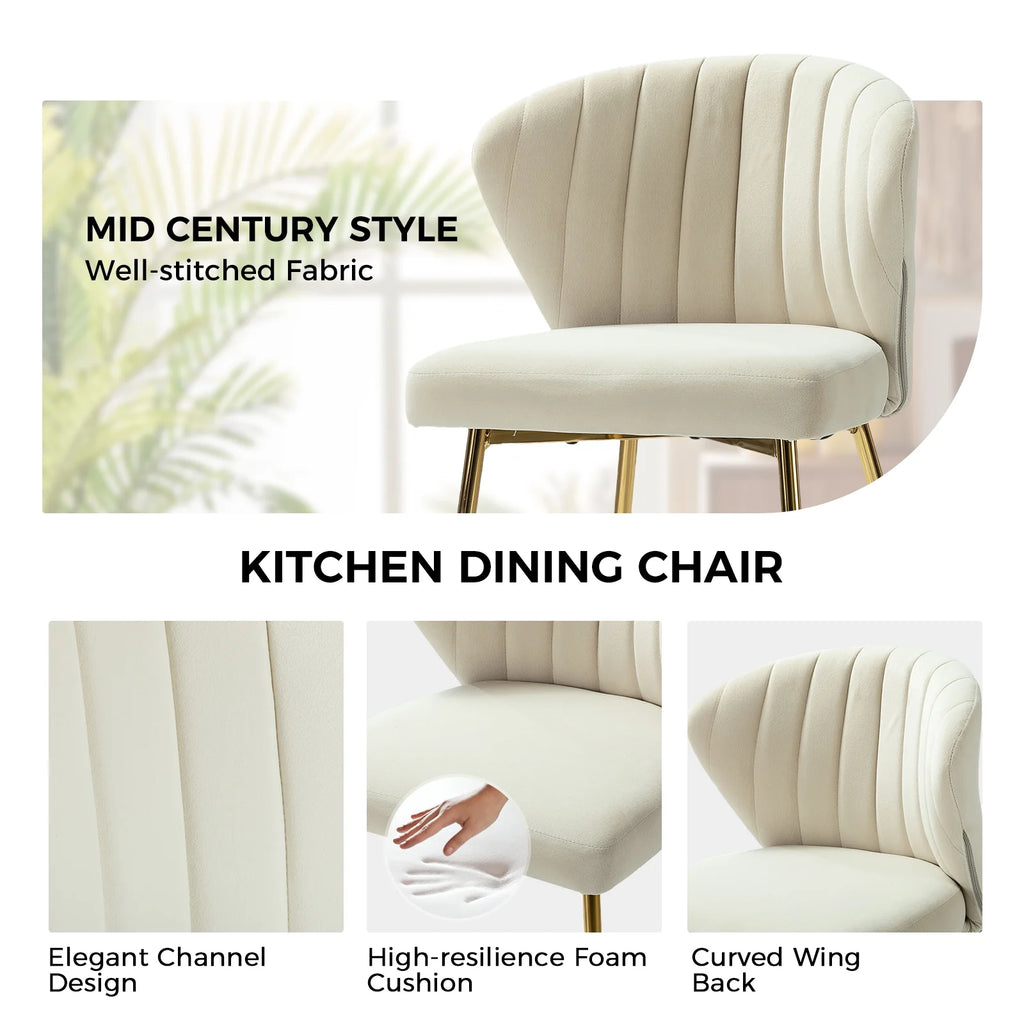 Velvet Set of 4 Dining Chairs Metal Legs Tan P598